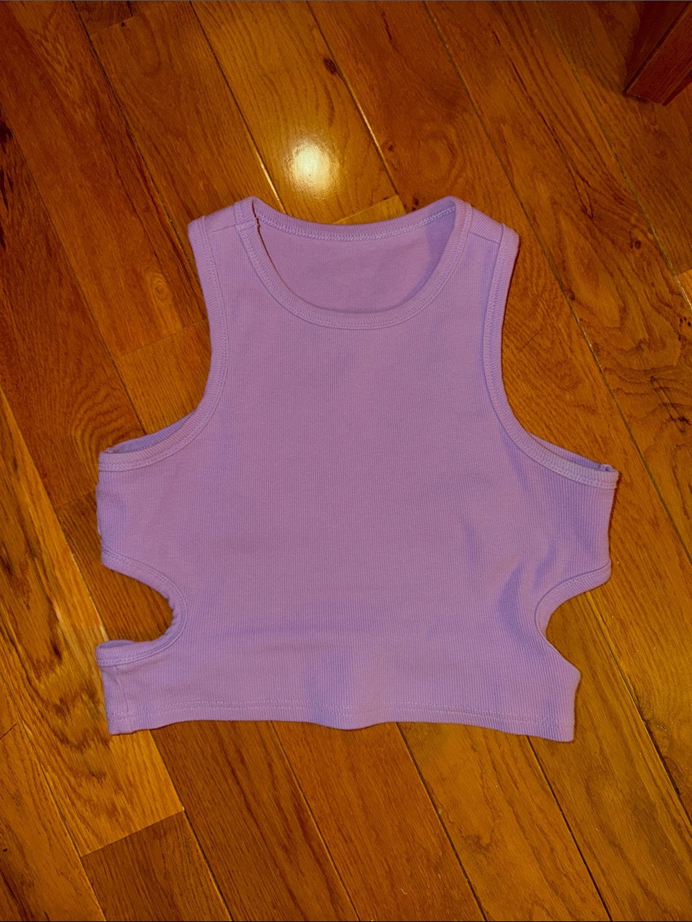 Lilac Cutout Ribbed Crop Tank Top - Women